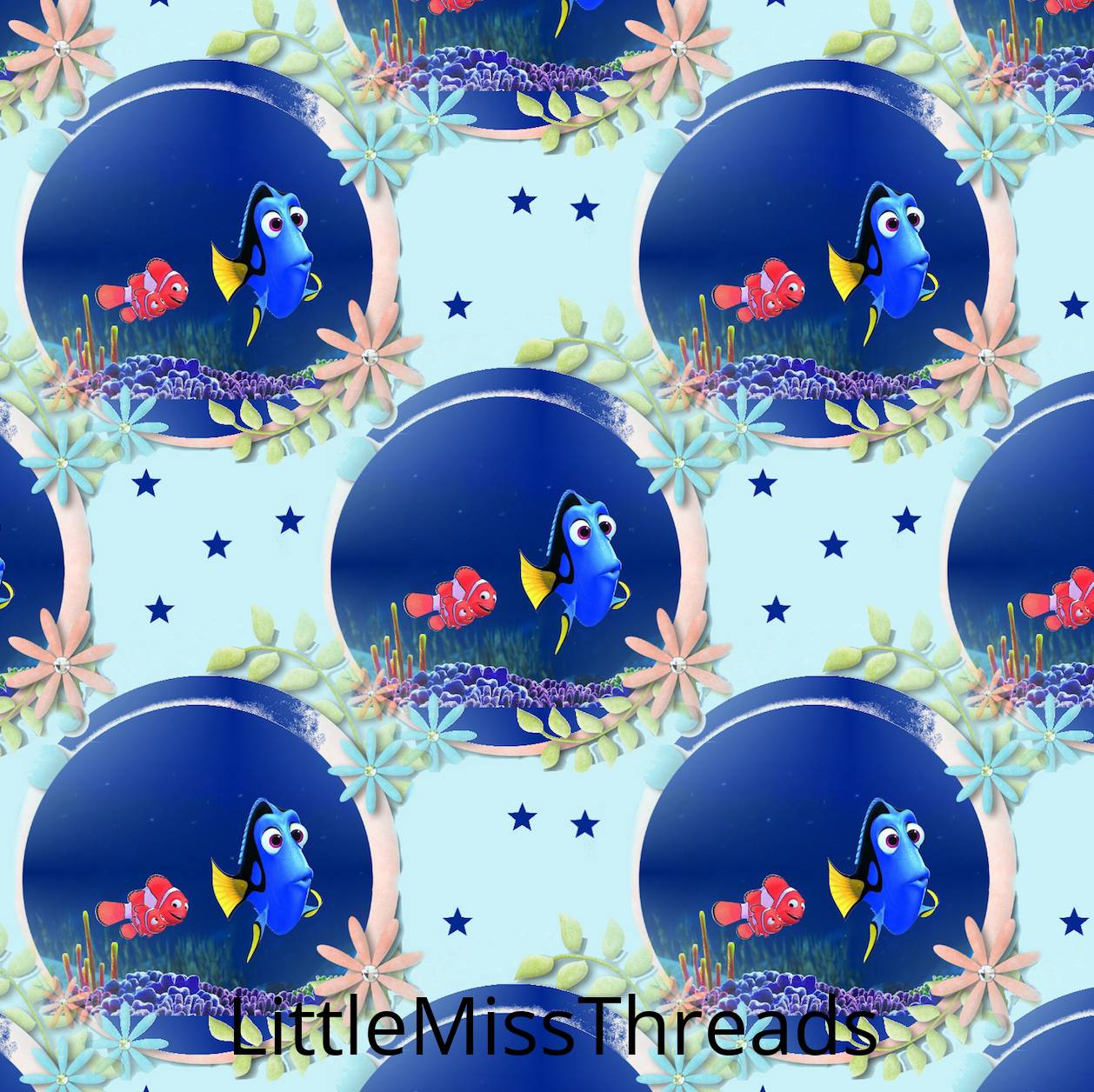 PRE ORDER - Finding Nemo Blue - Fabric - Fabric from [store] by Little Miss Threads - 