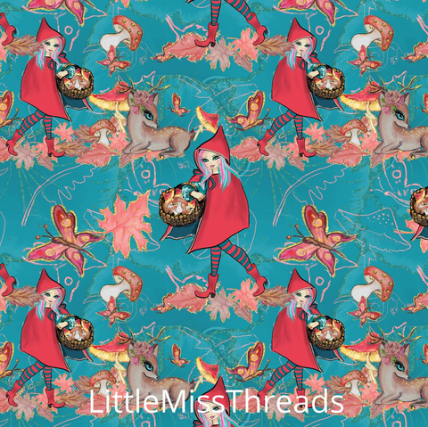 PRE ORDER - Red Riding Hood Aqua - Fabric - Fabric from [store] by Little Miss Threads - 