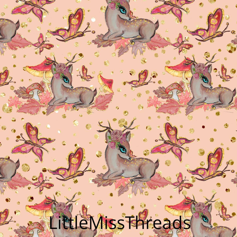 PRE ORDER - Autumn Forest Bambi Pink - Fabric - Fabric from [store] by Little Miss Threads - 