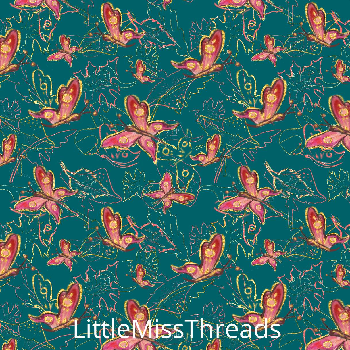 PRE ORDER - Autumn Forest Butterflies - Fabric - Fabric from [store] by Little Miss Threads - 