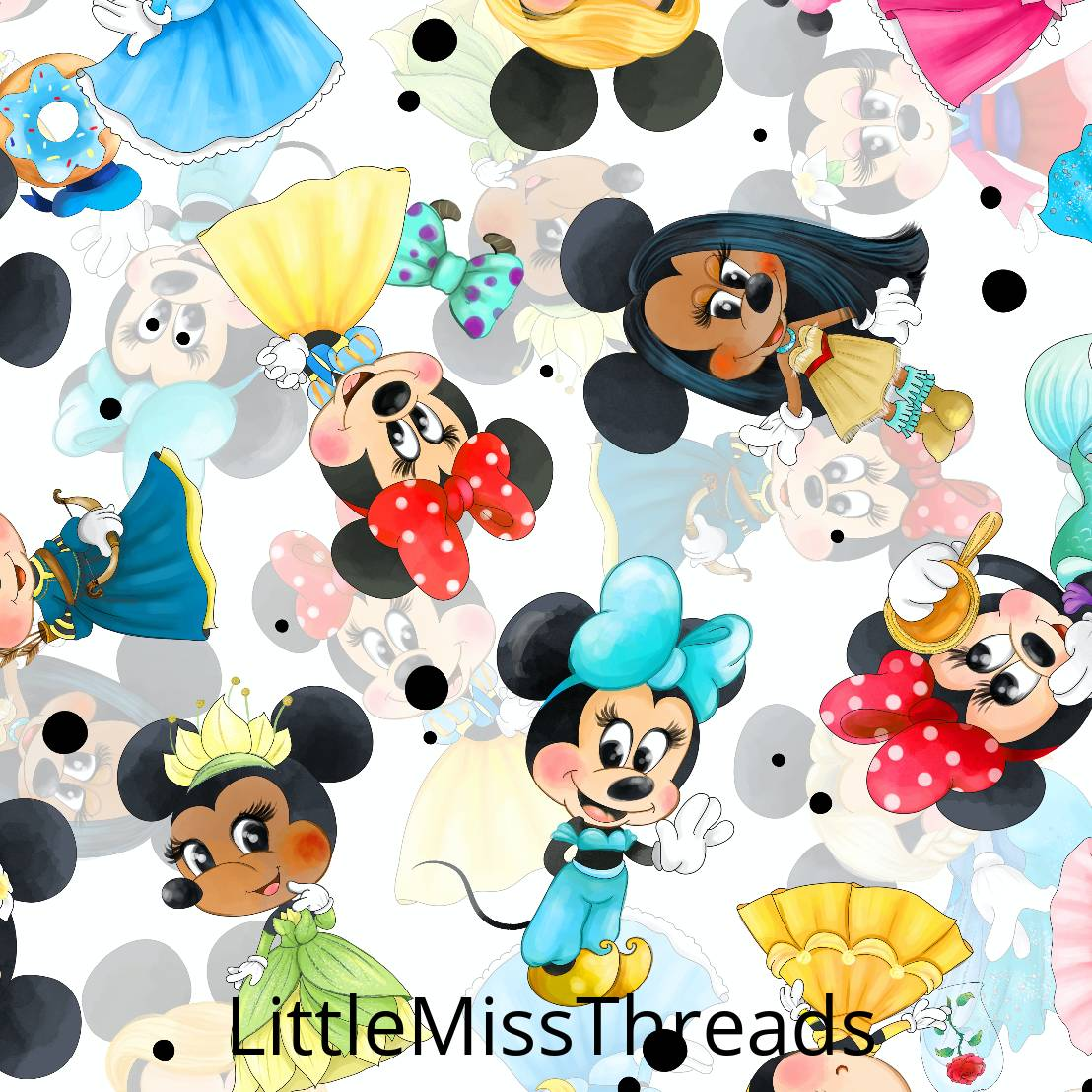 PRE ORDER - Princess Minnie White - Fabric - Fabric from [store] by Little Miss Threads - 