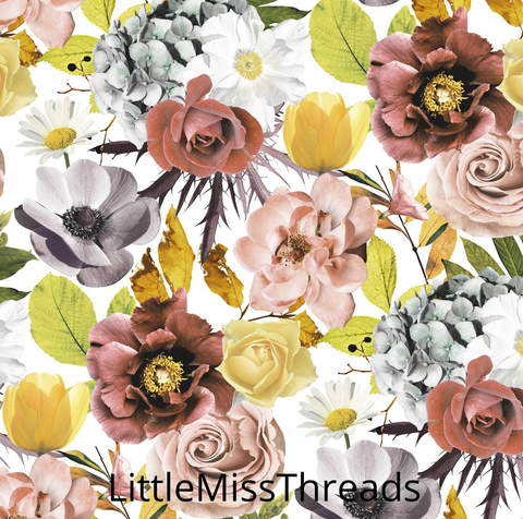 PRE ORDER - Autumn Garden Large White - Fabric - Fabric from [store] by Little Miss Threads - 