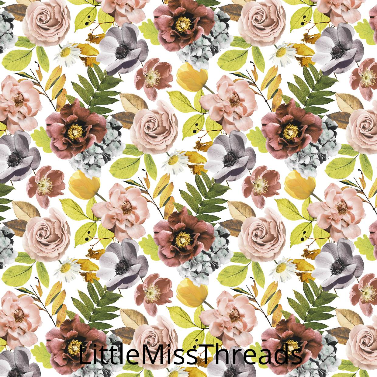 PRE ORDER - Autumn Garden Small White - Fabric - Fabric from [store] by Little Miss Threads - 