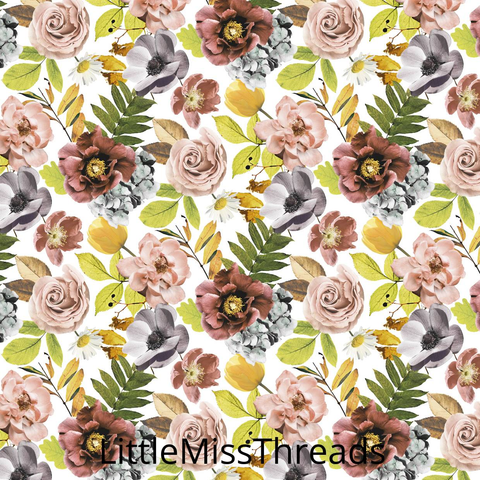 PRE ORDER - Autumn Garden Small White - Fabric - Fabric from [store] by Little Miss Threads - 