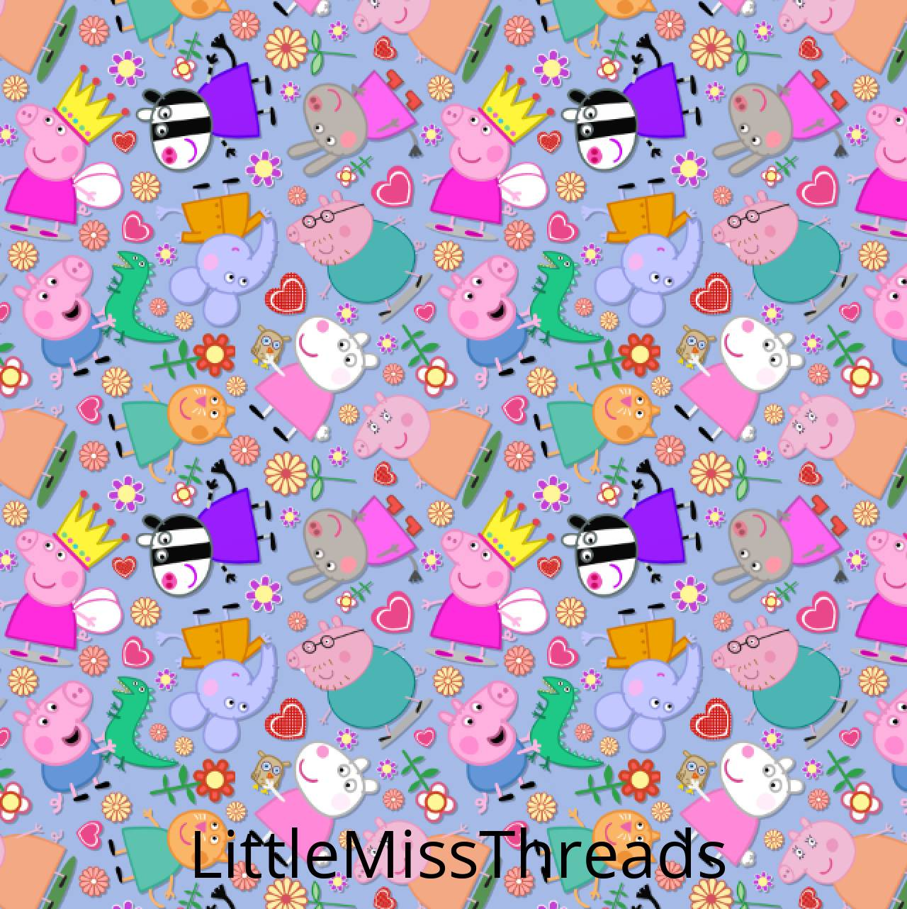 PRE ORDER - Peppa Scattered Blue - Fabric - Fabric from [store] by Little Miss Threads - 