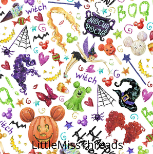 PRE ORDER - Hocus Pocus White - Fabric - Fabric from [store] by Little Miss Threads - 