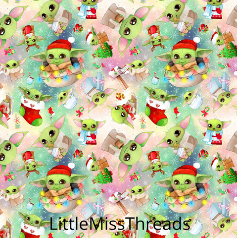 PRE ORDER - Christmas Yoda Small - Fabric - Fabric from [store] by Little Miss Threads - 