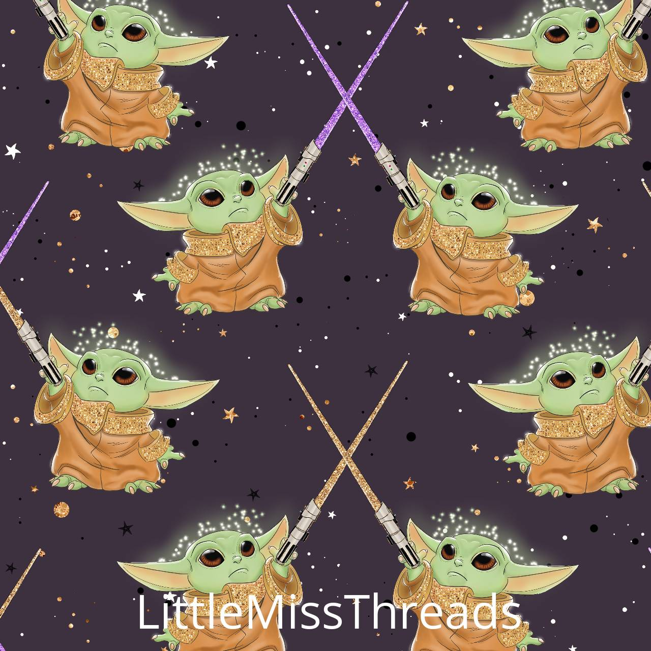 PRE ORDER - Mandalorian Yoda Night - Fabric - Fabric from [store] by Little Miss Threads - 
