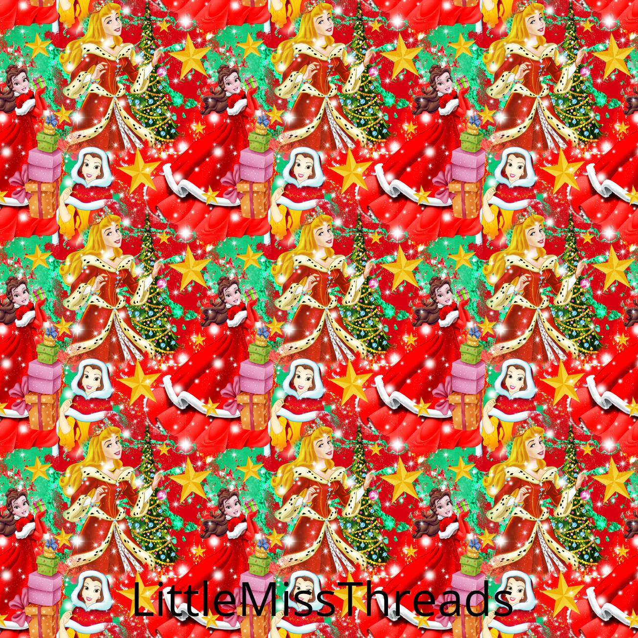PRE ORDER - Red Christmas Princesses - Fabric - Fabric from [store] by Little Miss Threads - 
