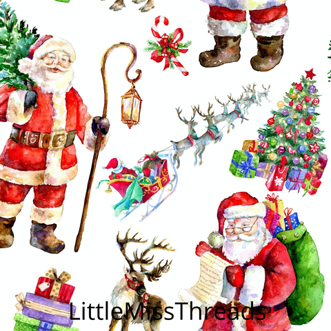 PRE ORDER - Vintage Santa White - Fabric - Fabric from [store] by Little Miss Threads - 