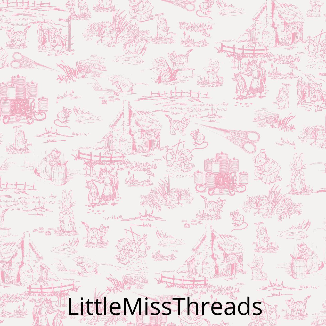 PRE ORDER - Beatrix Potter Pink Toile - Fabric - Fabric from [store] by Little Miss Threads - 