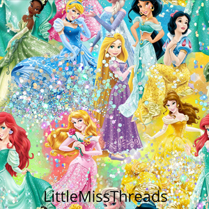 PRE ORDER - Sparkling Princesses Large - Fabric - Fabric from [store] by Little Miss Threads - 