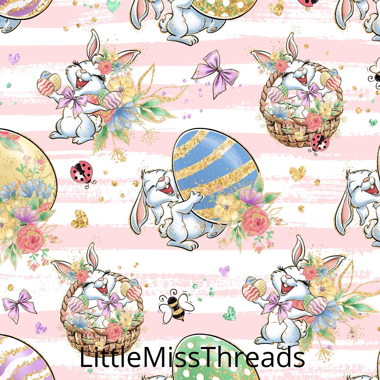 PRE ORDER - Bunny Fun Pink - Fabric - Fabric from [store] by Little Miss Threads - 