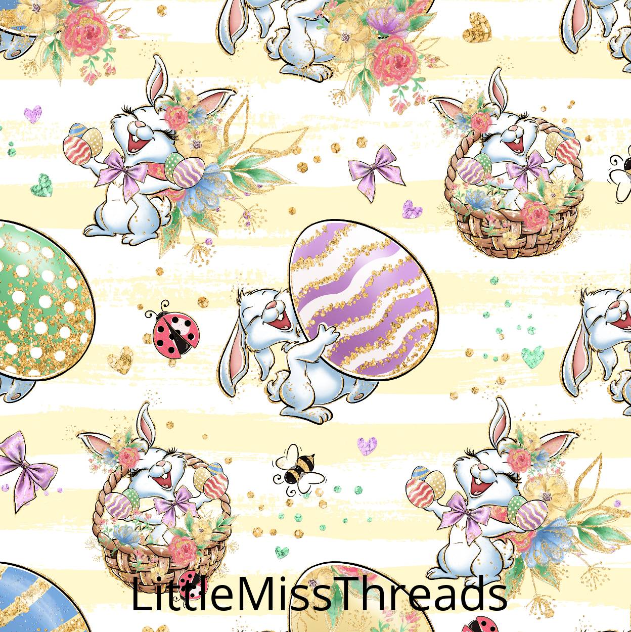 PRE ORDER - Bunny Fun Yellow - Fabric - Fabric from [store] by Little Miss Threads - 