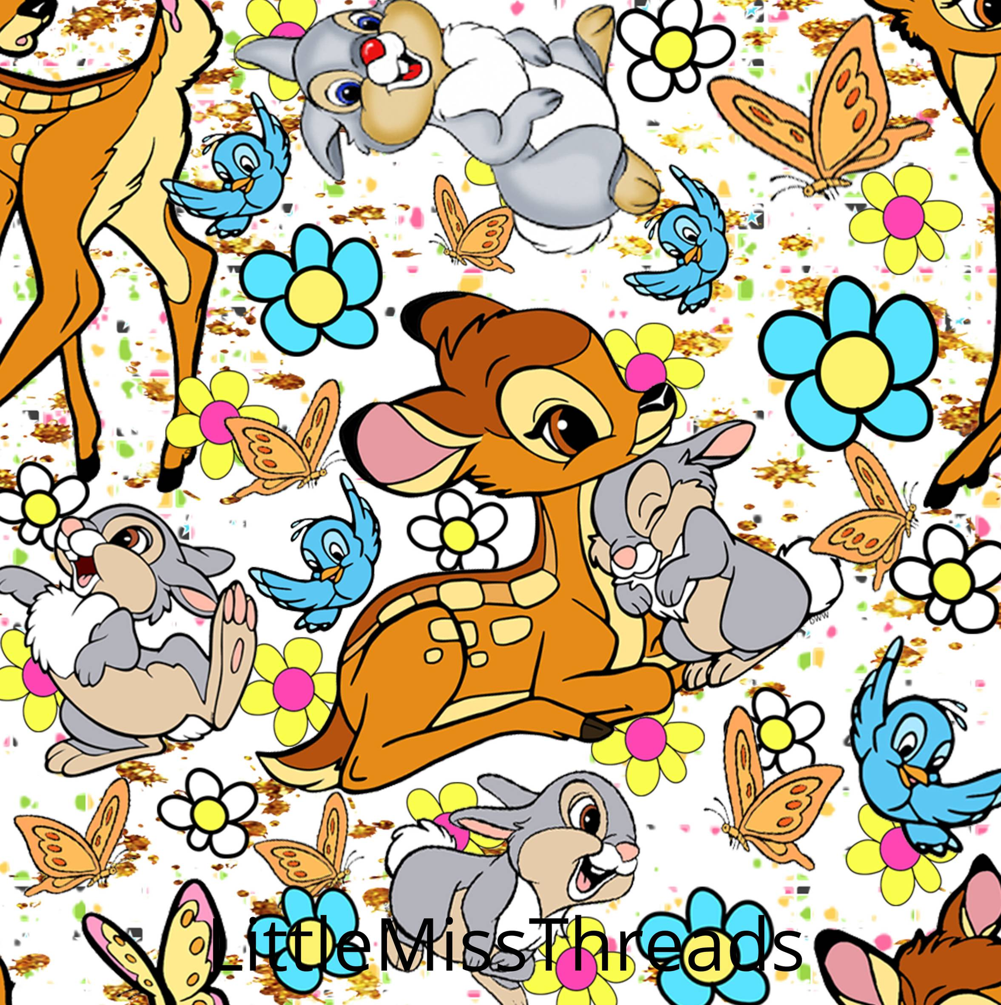 PRE ORDER - Bambi in Bloom White - Fabric - Fabric from [store] by Little Miss Threads - 