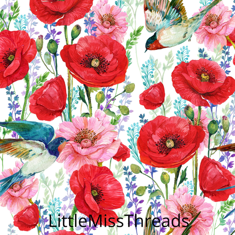 PRE ORDER - Anzac Poppies White Large - Fabric - Fabric from [store] by Little Miss Threads - 