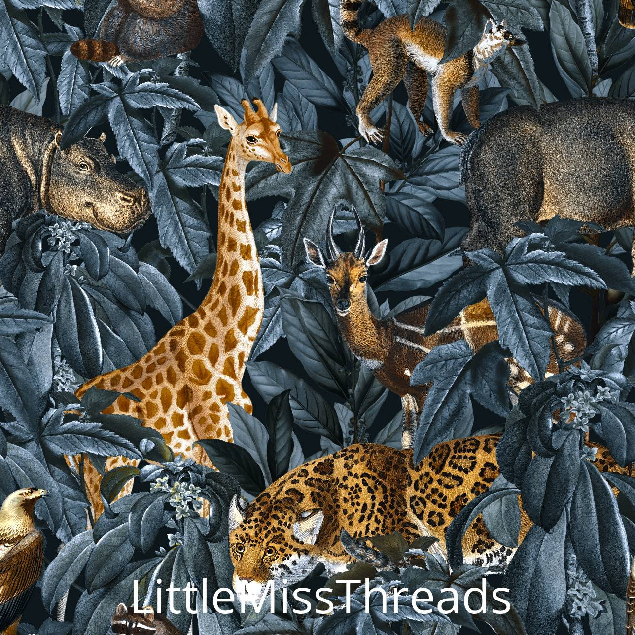 PRE ORDER - African Safari in Charcoal - Fabric - Fabric from [store] by Little Miss Threads - 