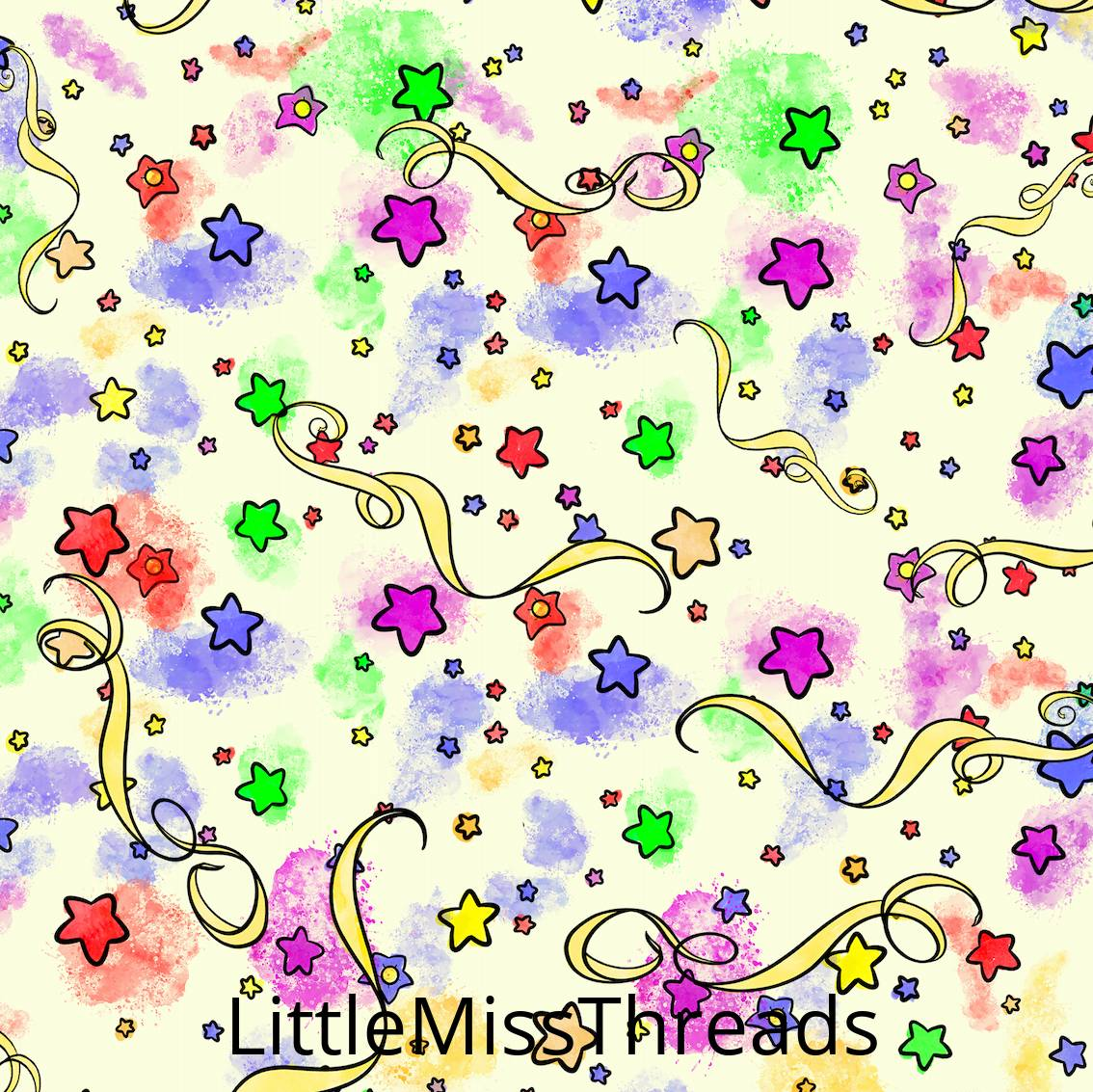 PRE ORDER - Rainbow Brite Yellow Stars - Fabric - Fabric from [store] by Little Miss Threads - 