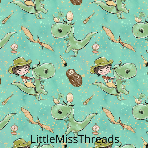 PRE ORDER - Dinosaur Land Green - Fabric - Fabric from [store] by Little Miss Threads - 