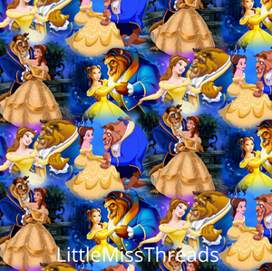 PRE ORDER - Beauty & The Beast in Navy - Fabric - Fabric from [store] by Little Miss Threads - 