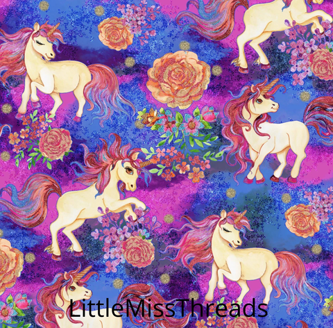 PRE ORDER - Unicorn Garden Blue - Fabric - Fabric from [store] by Little Miss Threads - 