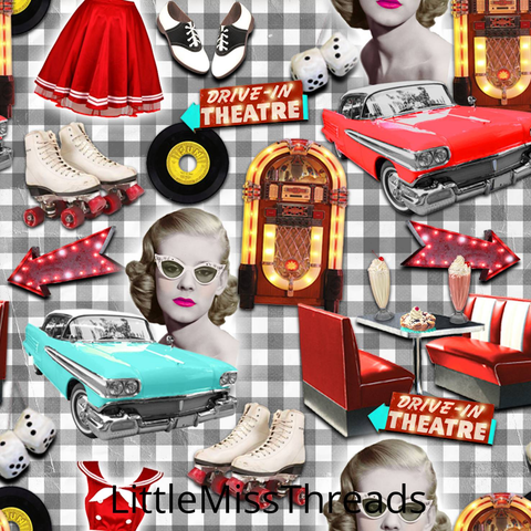 PRE ORDER - 50s Drive In - Fabric - Fabric from [store] by Little Miss Threads - 