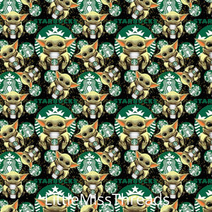 PRE ORDER - Yoda Starbucks Black - Fabric - Fabric from [store] by Little Miss Threads - 