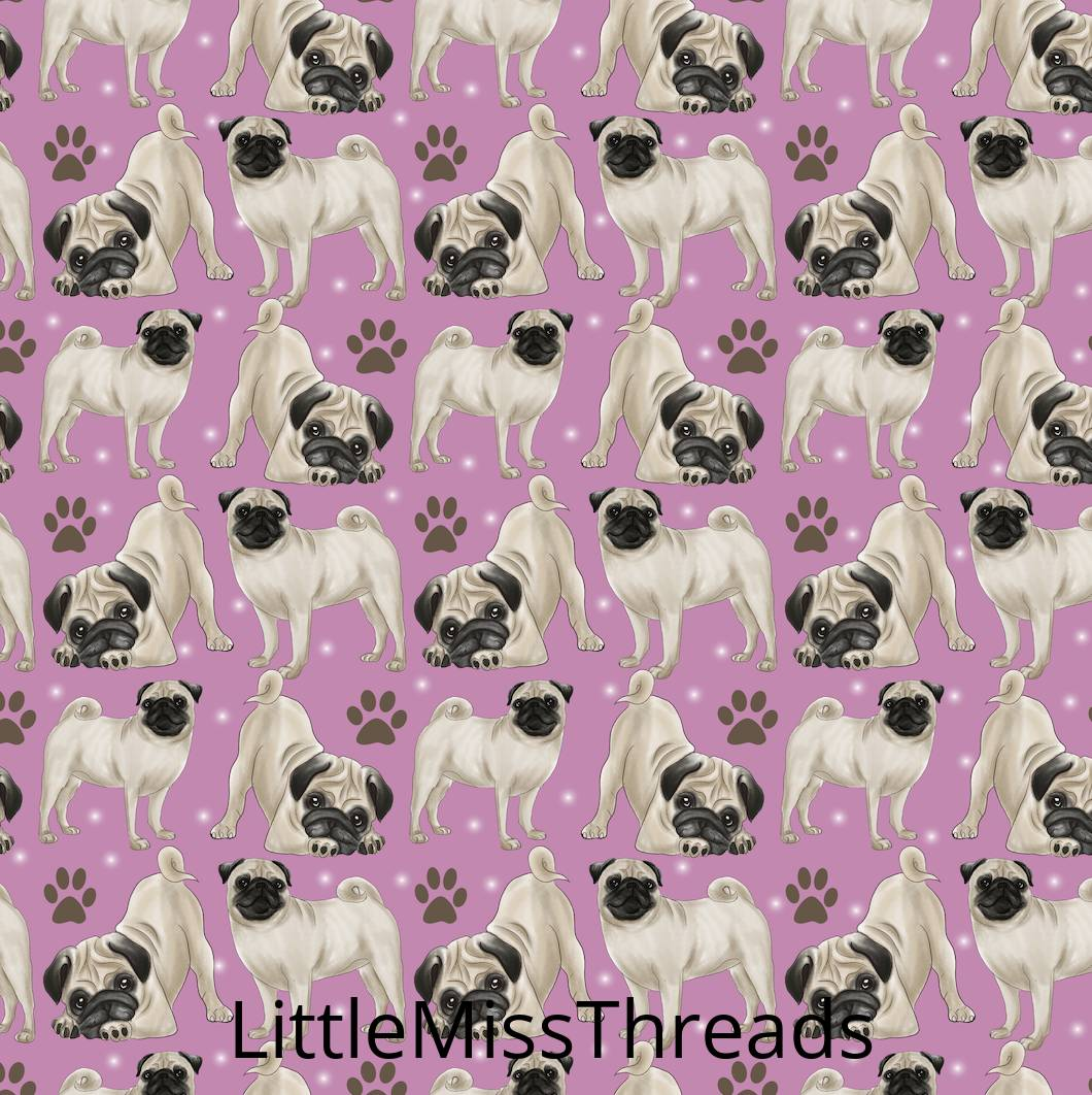 PRE ORDER - Pup Pugs Pink - Fabric - Fabric from [store] by Little Miss Threads - 
