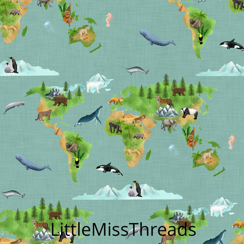 PRE ORDER - World Map Wanderlust - Fabric - Fabric from [store] by Little Miss Threads - 