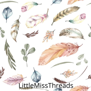 PRE ORDER - Winter Boho Blooms Feathers - Fabric - Fabric from [store] by Little Miss Threads - 