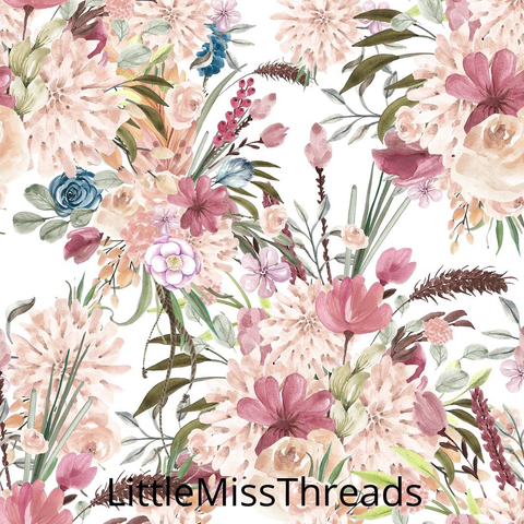 PRE ORDER - Winter Boho Blooms White - Fabric - Fabric from [store] by Little Miss Threads - 
