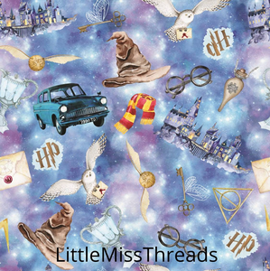 PRE ORDER - Harry Potter Flying Car Blue - Fabric - Fabric from [store] by Little Miss Threads - 