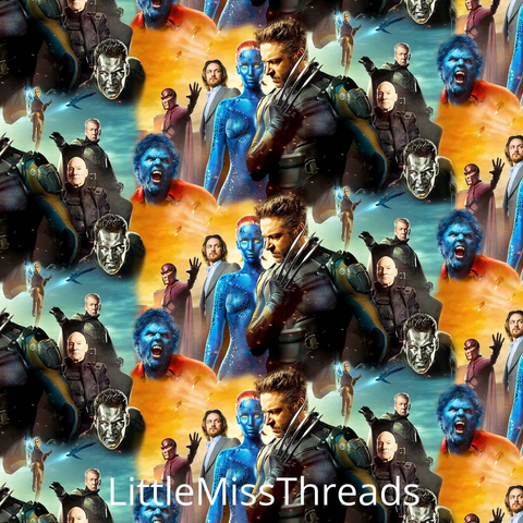 IN STOCK - X-Men - COTTON LYCRA - Fabric from [store] by Little Miss Threads - 