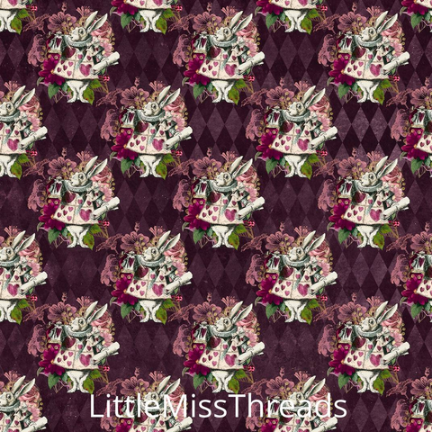 IN STOCK - Vintage Alice White Rabbit - COTTON LYCRA - Fabric from [store] by Little Miss Threads - 