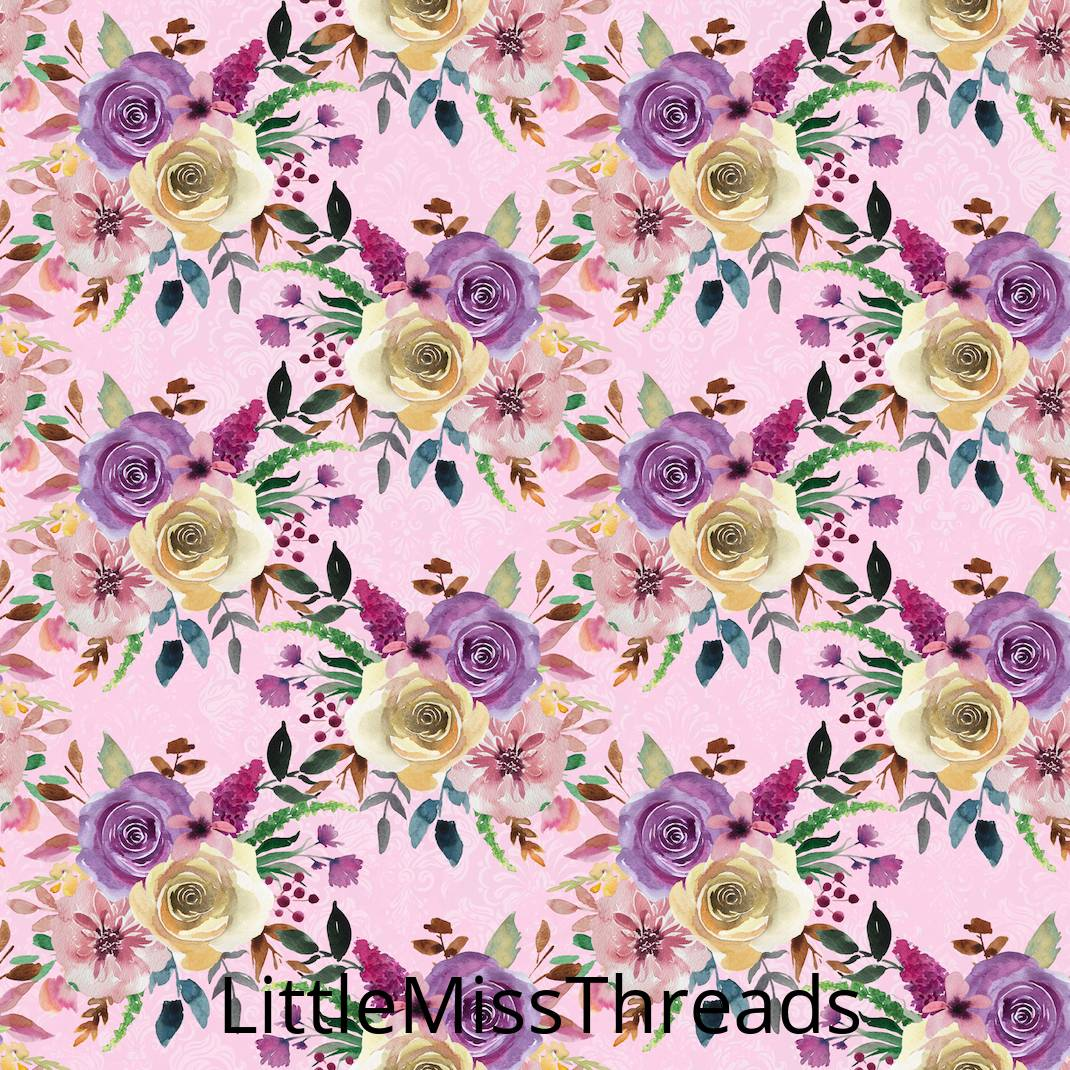 PRE ORDER - Vintage Skulls Pink Floral - Fabric - Fabric from [store] by Little Miss Threads - 