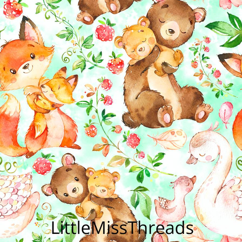 PRE ORDER - Sketches Woodland Animals Green - Fabric - Fabric from [store] by Little Miss Threads - 