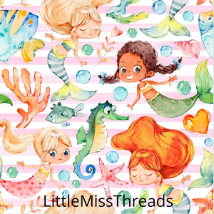 PRE ORDER - Under the Sea Mermaids Pink - Fabric - Fabric from [store] by Little Miss Threads - 