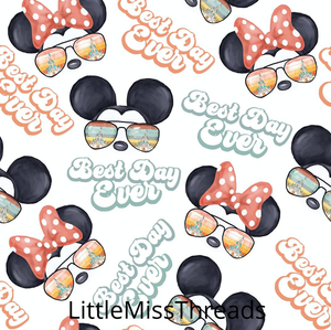 PRE ORDER - Best Day Ever Mouse White - Fabric - Fabric from [store] by Little Miss Threads - 