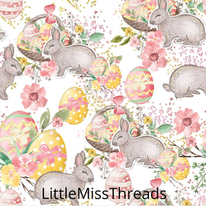 PRE ORDER - Happy Easter Bunnies - Fabric - Fabric from [store] by Little Miss Threads - 
