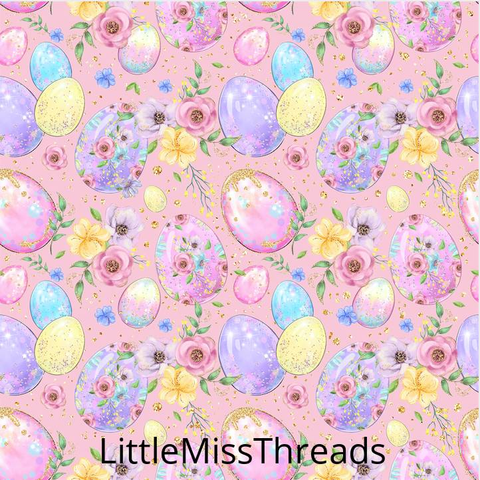 PRE ORDER - Hoppy Easter Eggs Pink - Fabric - Fabric from [store] by Little Miss Threads - 