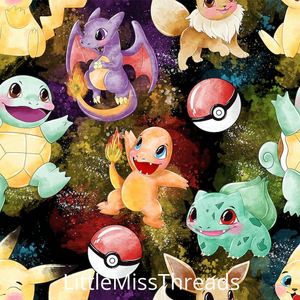 PRE ORDER - Pokemon Picachu Black - Fabric - Fabric from [store] by Little Miss Threads - 