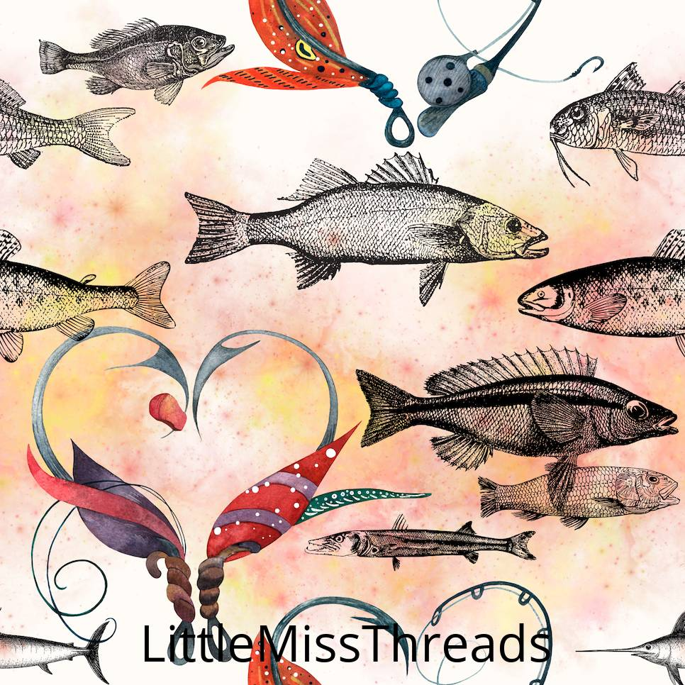PRE ORDER - Gone Fishing - Fabric - Fabric from [store] by Little Miss Threads - 