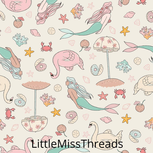 PRE ORDER - Retro Mermaids - Fabric - Fabric from [store] by Little Miss Threads - 