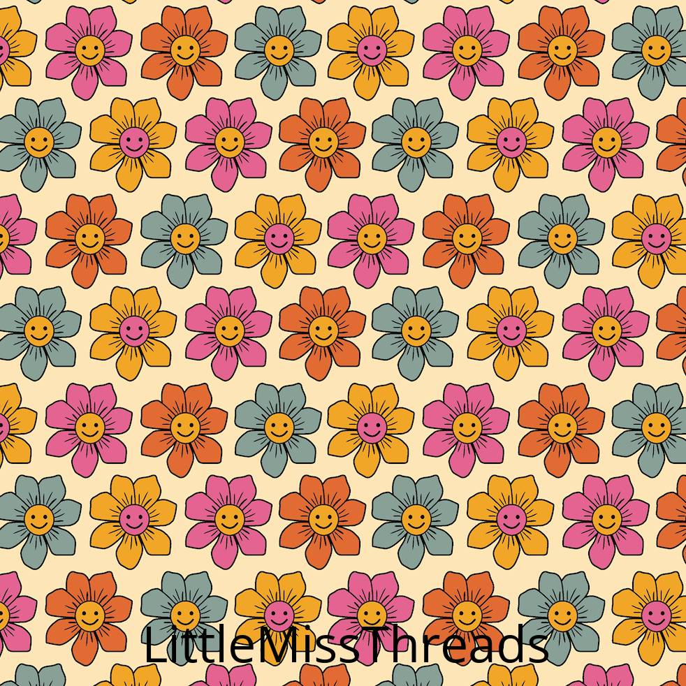 PRE ORDER - Groovy Floral Yellow Smiles - Fabric - Fabric from [store] by Little Miss Threads - 