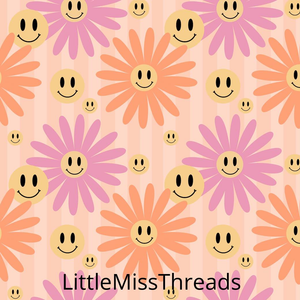 PRE ORDER - Groovy Floral Pastel Smiles - Fabric - Fabric from [store] by Little Miss Threads - 