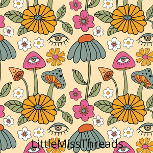 PRE ORDER - Groovy Floral Yellow Mushrooms - Fabric - Fabric from [store] by Little Miss Threads - 