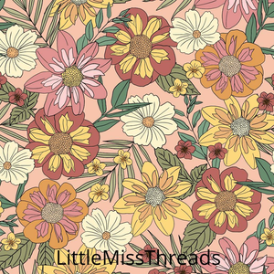 PRE ORDER - Groovy Floral Dusty Pink - Fabric - Fabric from [store] by Little Miss Threads - 