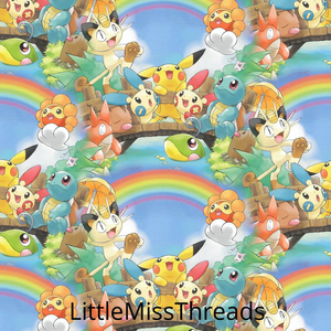 PRE ORDER - Pokemon Rainbows - Fabric - Fabric from [store] by Little Miss Threads - 