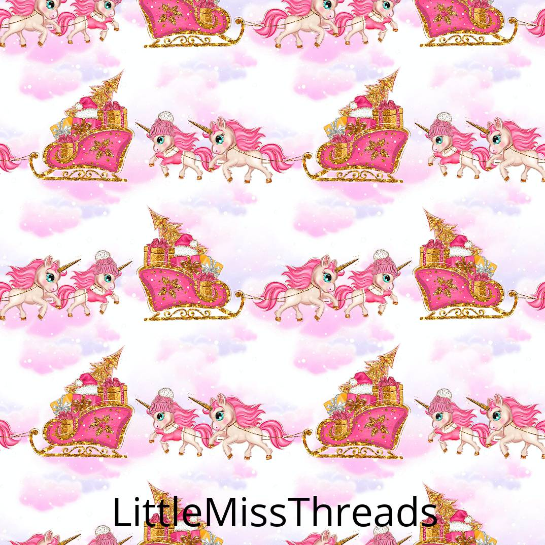 PRE ORDER - Christmas Unicorns Sleigh - Fabric - Fabric from [store] by Little Miss Threads - 
