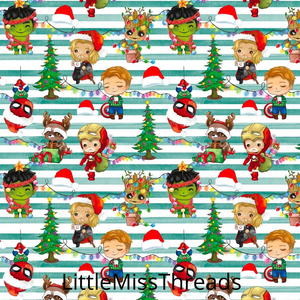 IN STOCK - Christmas Superheros - COTTON LYCRA - Fabric from [store] by Little Miss Threads - 